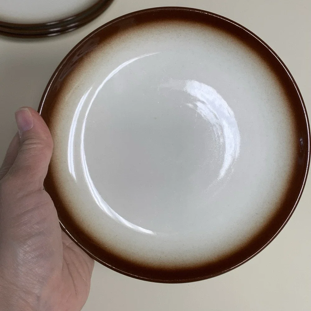 4 Wallace China Brown Airbrush Rim Bread Plates L.A, Calif Vtg Restaurant Ware